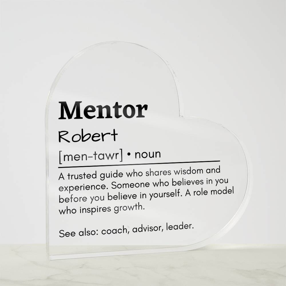 Personalized Mentor Printed Heart Shaped Acrylic Plaque