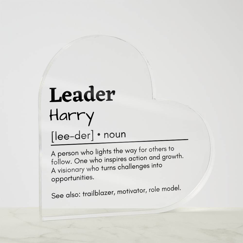 Personalized Leader Printed Heart Shaped Acrylic Plaque