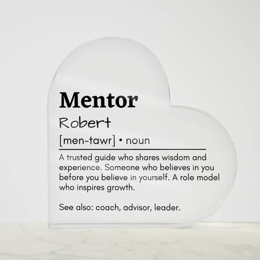 Personalized Mentor Printed Heart Shaped Acrylic Plaque