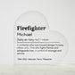 Personalized Firefighter Printed Heart Shaped Acrylic Plaque