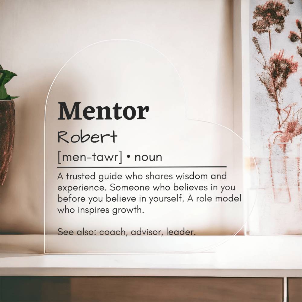 Personalized Mentor Printed Heart Shaped Acrylic Plaque