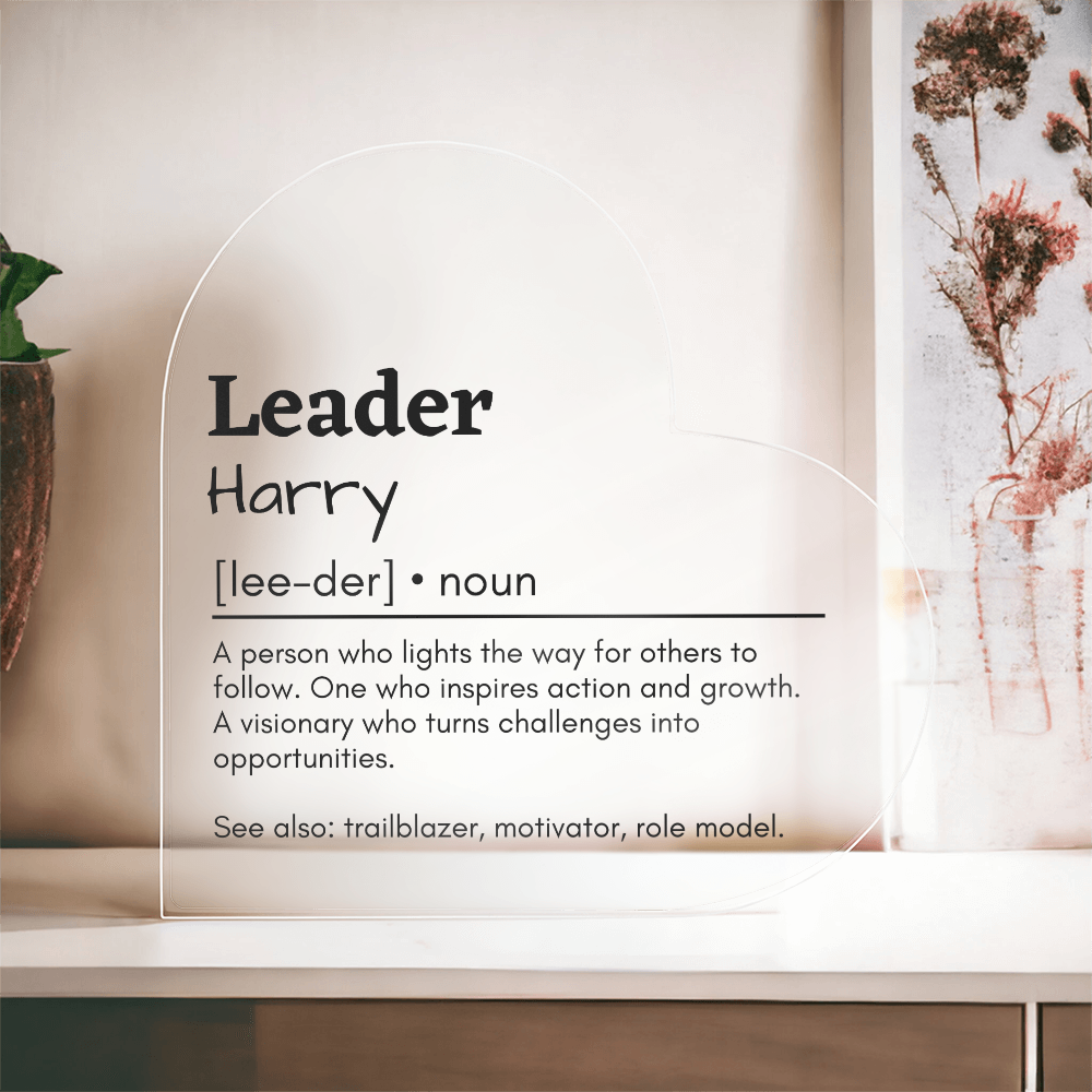 Personalized Leader Printed Heart Shaped Acrylic Plaque