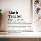 Personalized Math Teacher Printed Heart Shaped Acrylic Plaque