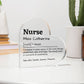 Personalized Nurse Printed Heart Shaped Acrylic Plaque