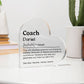 Personalized Coach Printed Heart Shaped Acrylic Plaque