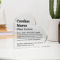 Placa de Acrílico para Enfermera de Cardiología, Personalizada