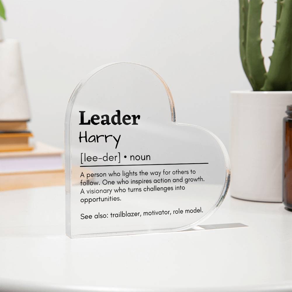 Personalized Leader Printed Heart Shaped Acrylic Plaque