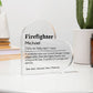 Personalized Firefighter Printed Heart Shaped Acrylic Plaque