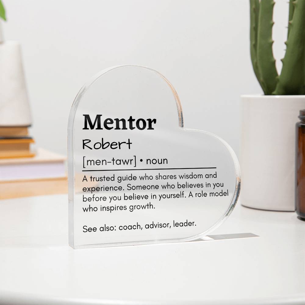 Personalized Mentor Printed Heart Shaped Acrylic Plaque