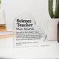 Placa de Acrílico para Maestro de Ciencias, Personalizada