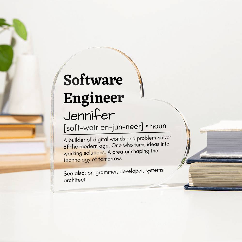 Personalized Software Engineer Printed Heart Shaped Acrylic Plaque