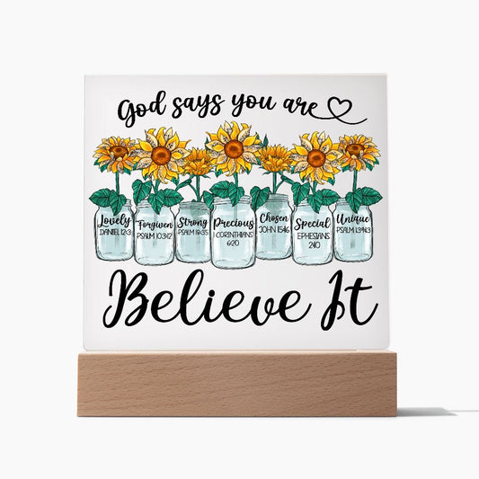 Almost Sold Out - God Says You Are - Acrylic Plaque With Stand