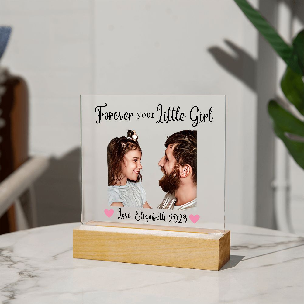 [Almost Sold Out] Personalized Forever Your Little Girl - Customized Little Girl and Dad Acrylic Plaque
