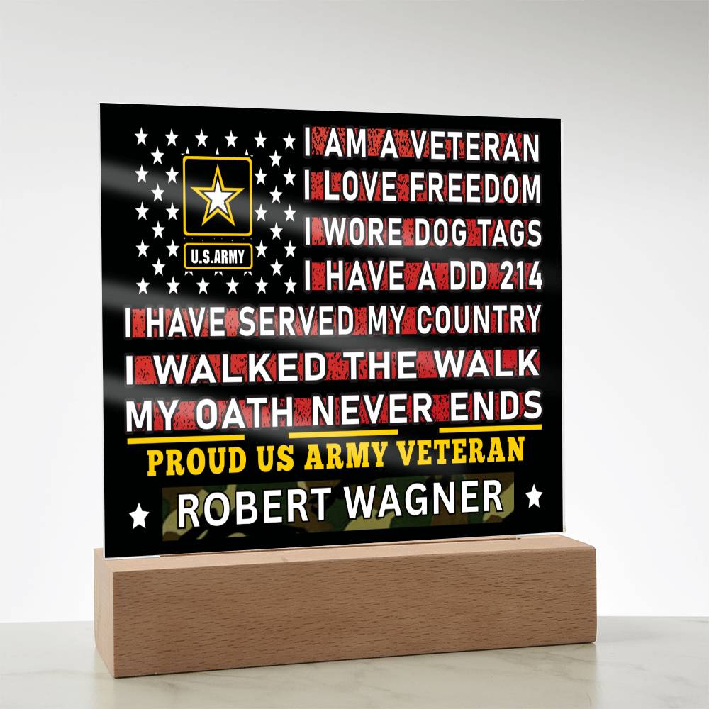 Almost Sold Out - Proud US Air Army Veteran - Acrylic Plaque With Stand