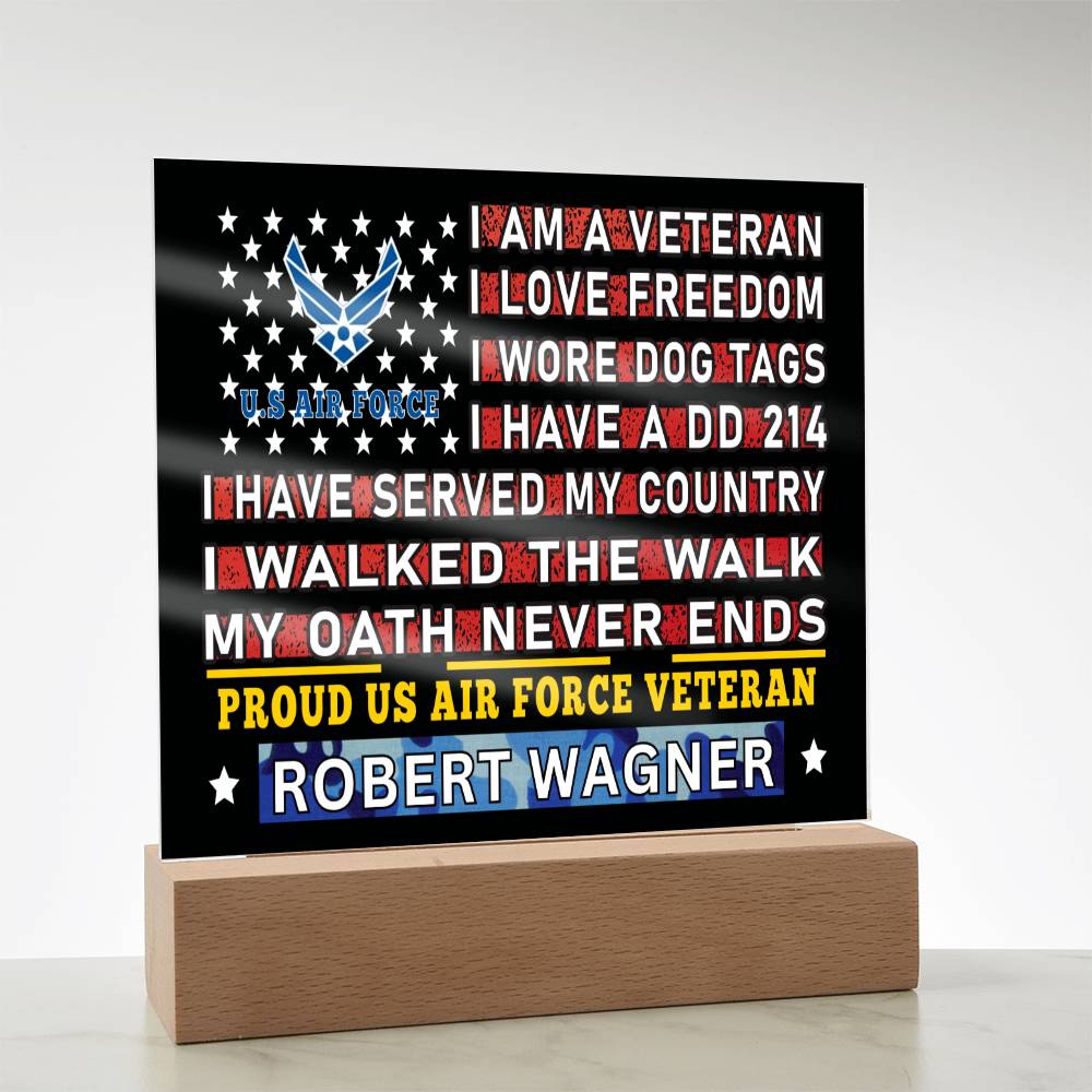 Almost Sold Out - Proud US Air Force Veteran - Acrylic Plaque With Stand