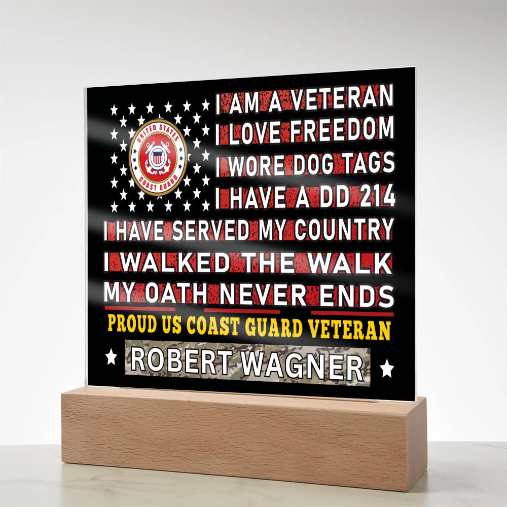 Almost Sold Out - Proud US Coast Guard Veteran - Acrylic Plaque With Stand