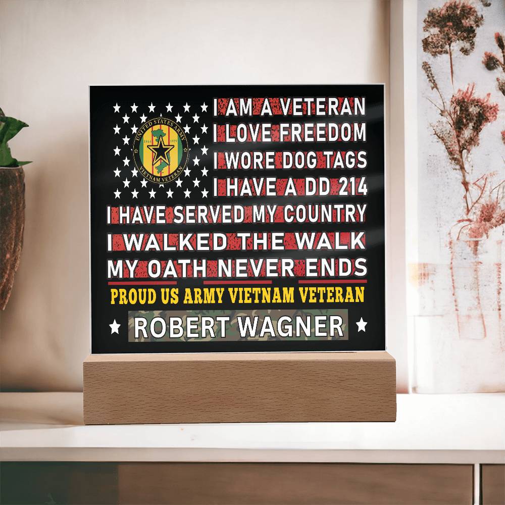 Almost Sold Out - Proud US Air Army Vietnam Veteran - Acrylic Plaque With Stand