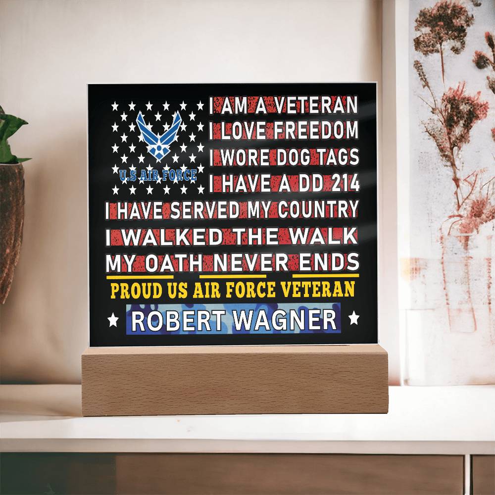 Almost Sold Out - Proud US Air Force Veteran - Acrylic Plaque With Stand