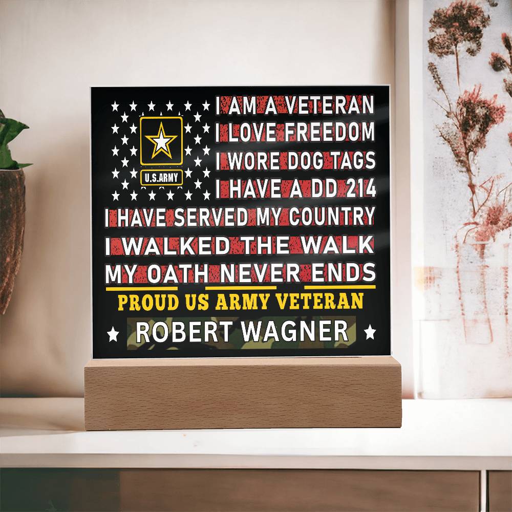 Almost Sold Out - Proud US Air Army Veteran - Acrylic Plaque With Stand