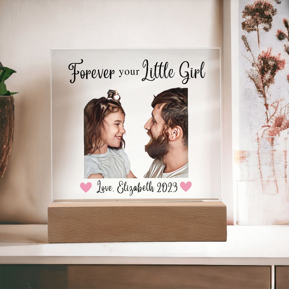 [Almost Sold Out] Personalized Forever Your Little Girl - Customized Little Girl and Dad Acrylic Plaque