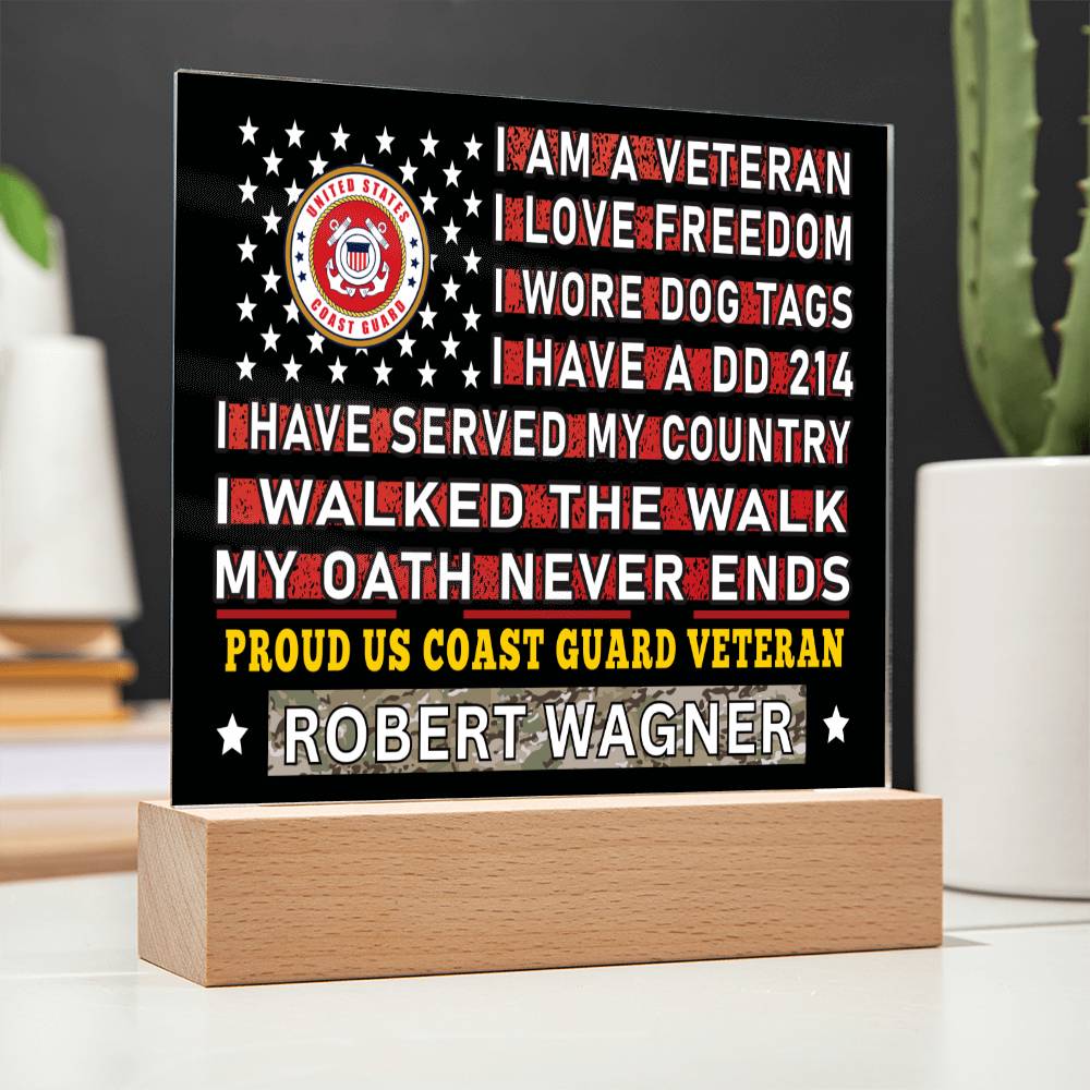 Almost Sold Out - Proud US Coast Guard Veteran - Acrylic Plaque With Stand