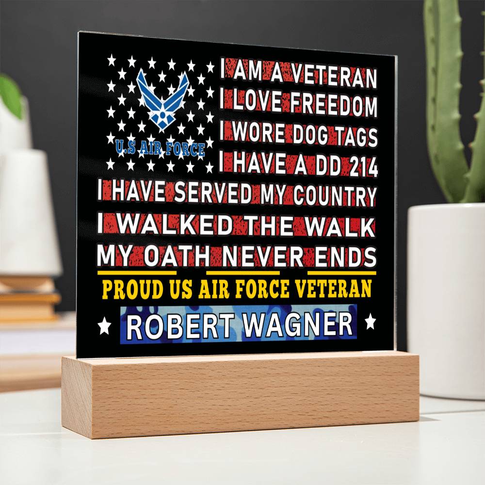 Almost Sold Out - Proud US Air Force Veteran - Acrylic Plaque With Stand