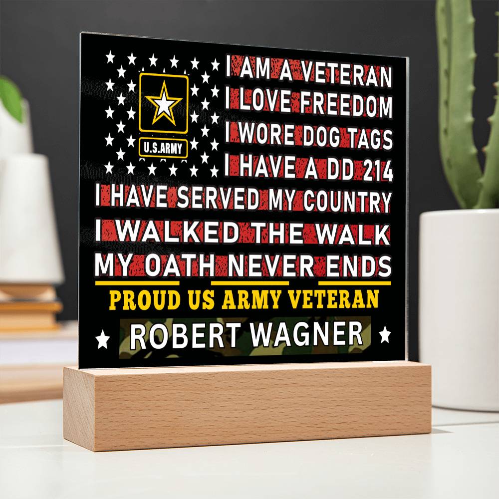 Almost Sold Out - Proud US Air Army Veteran - Acrylic Plaque With Stand