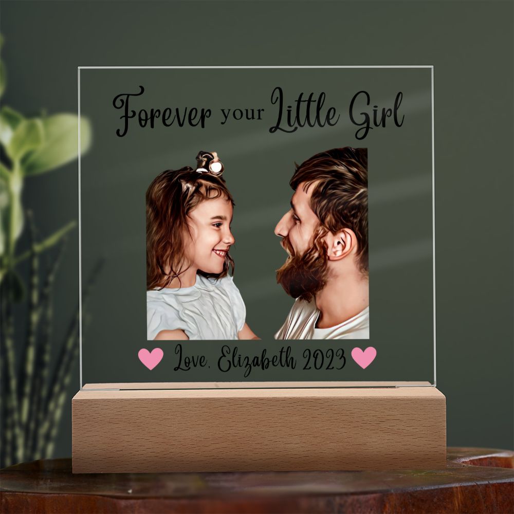 [Almost Sold Out] Personalized Forever Your Little Girl - Customized Little Girl and Dad Acrylic Plaque