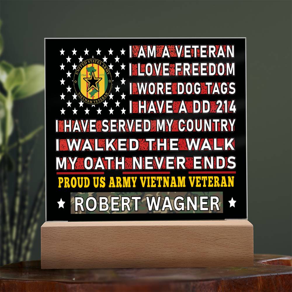 Almost Sold Out - Proud US Air Army Vietnam Veteran - Acrylic Plaque With Stand