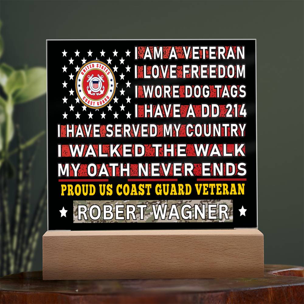 Almost Sold Out - Proud US Coast Guard Veteran - Acrylic Plaque With Stand