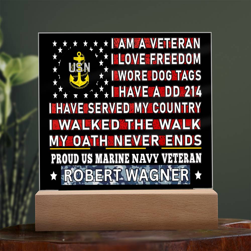 Almost Sold Out - Proud US Air Marine Navy Veteran - Acrylic Plaque With Stand