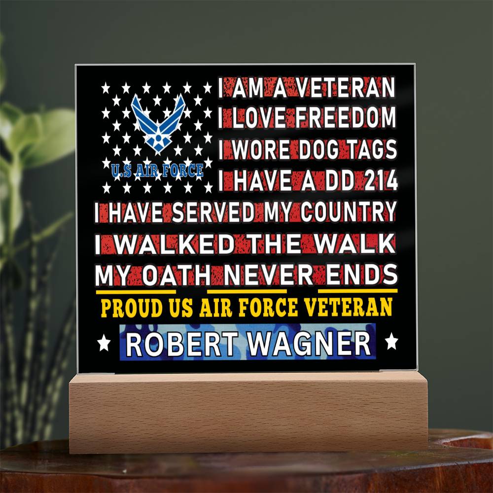 Almost Sold Out - Proud US Air Force Veteran - Acrylic Plaque With Stand