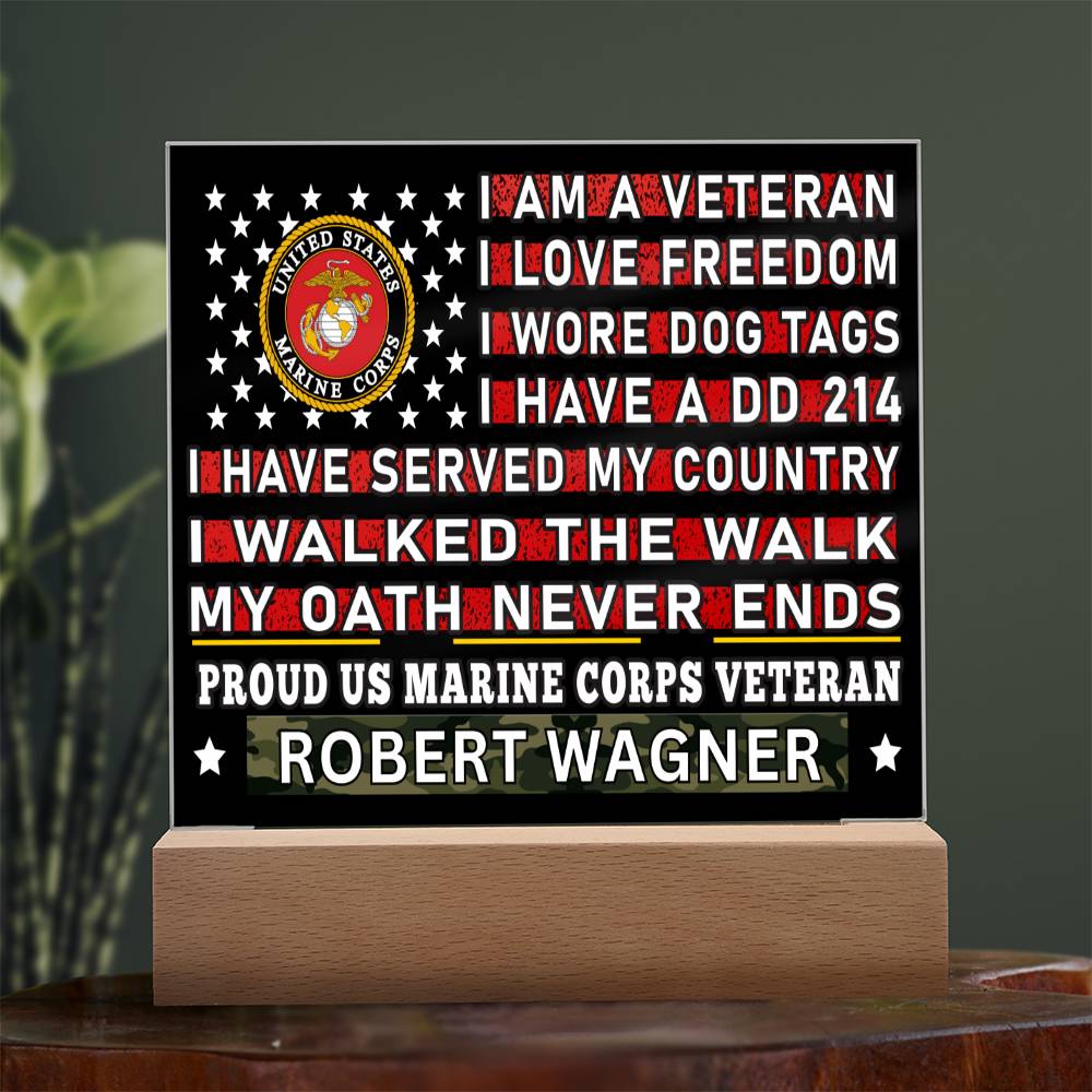 Almost Sold Out - Proud US Marine Corps Veteran - Acrylic Plaque With Stand