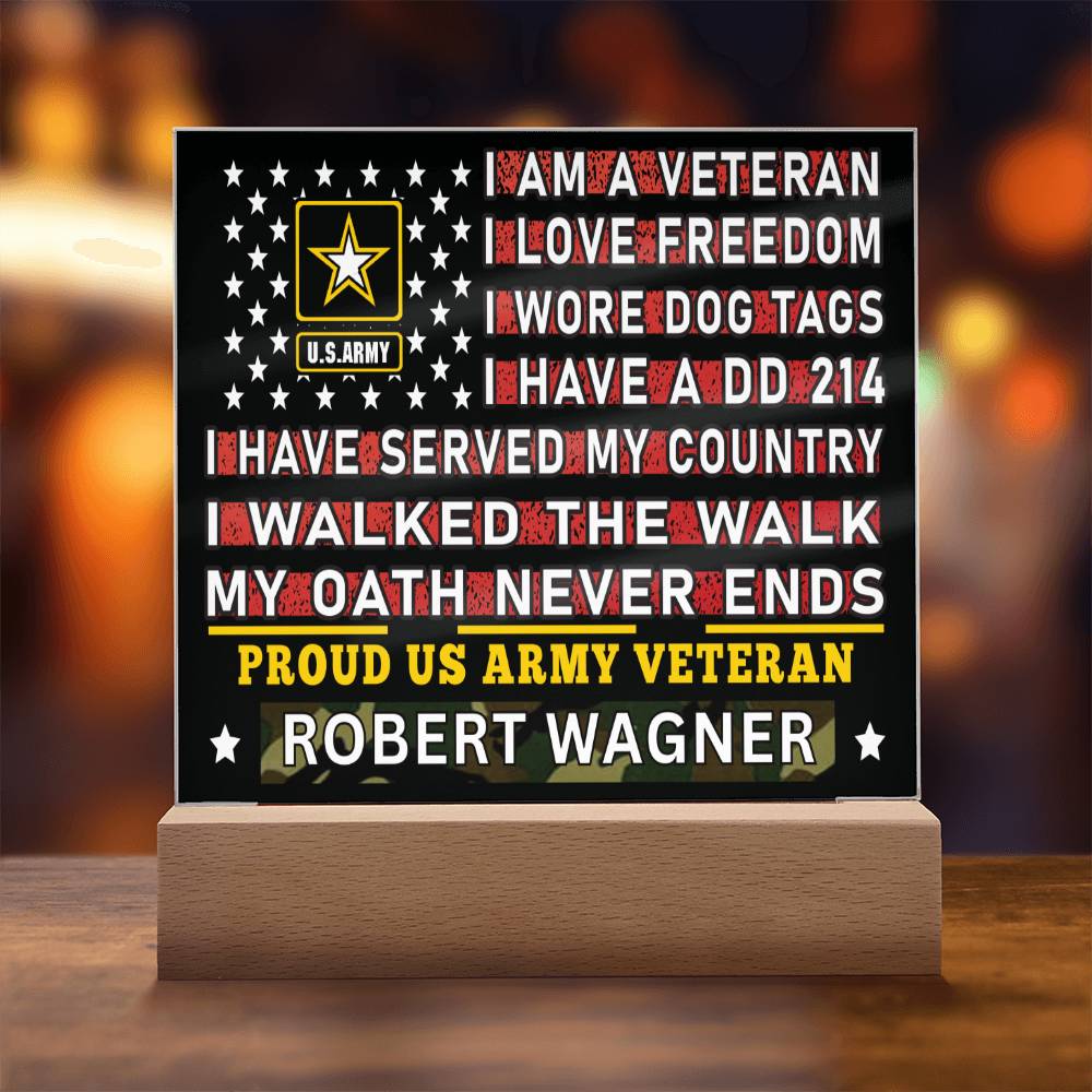 Almost Sold Out - Proud US Air Army Veteran - Acrylic Plaque With Stand