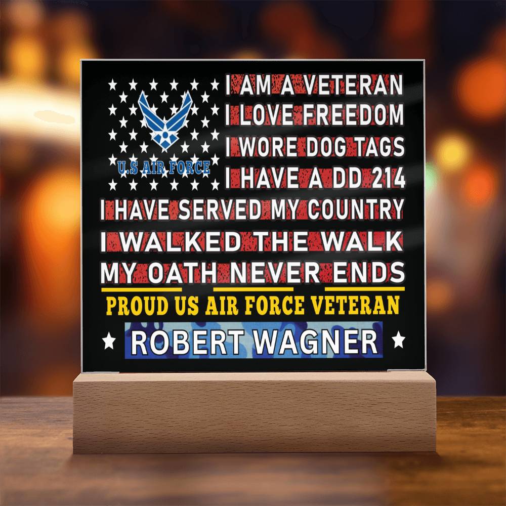 Almost Sold Out - Proud US Air Force Veteran - Acrylic Plaque With Stand