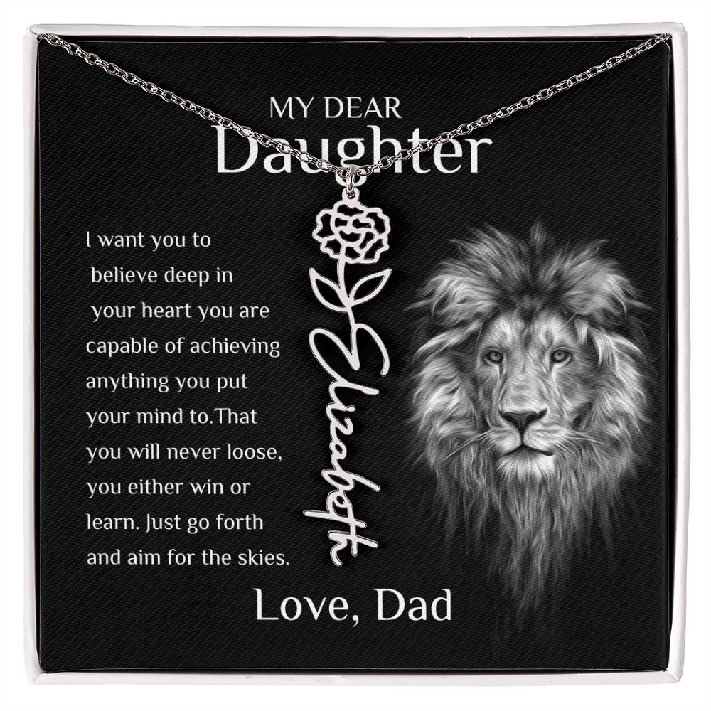 Personalized Name Necklace With Birth Flower for Daughter
