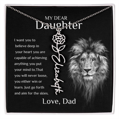 Personalized Name Necklace With Birth Flower for Daughter