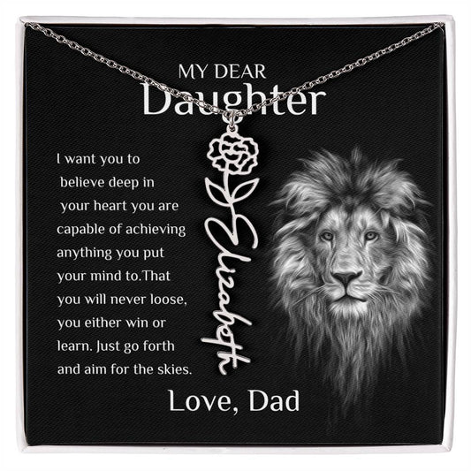 Personalized Name Necklace With Birth Flower for Daughter