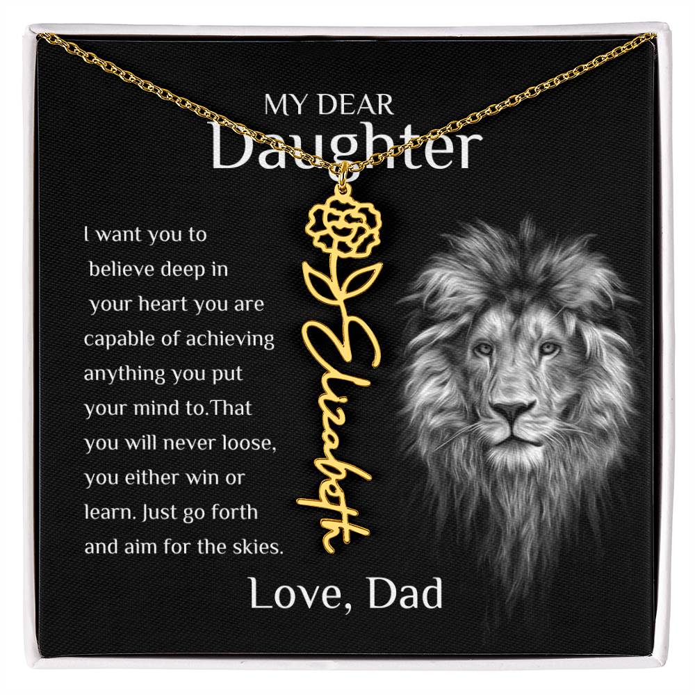 Personalized Name Necklace With Birth Flower for Daughter