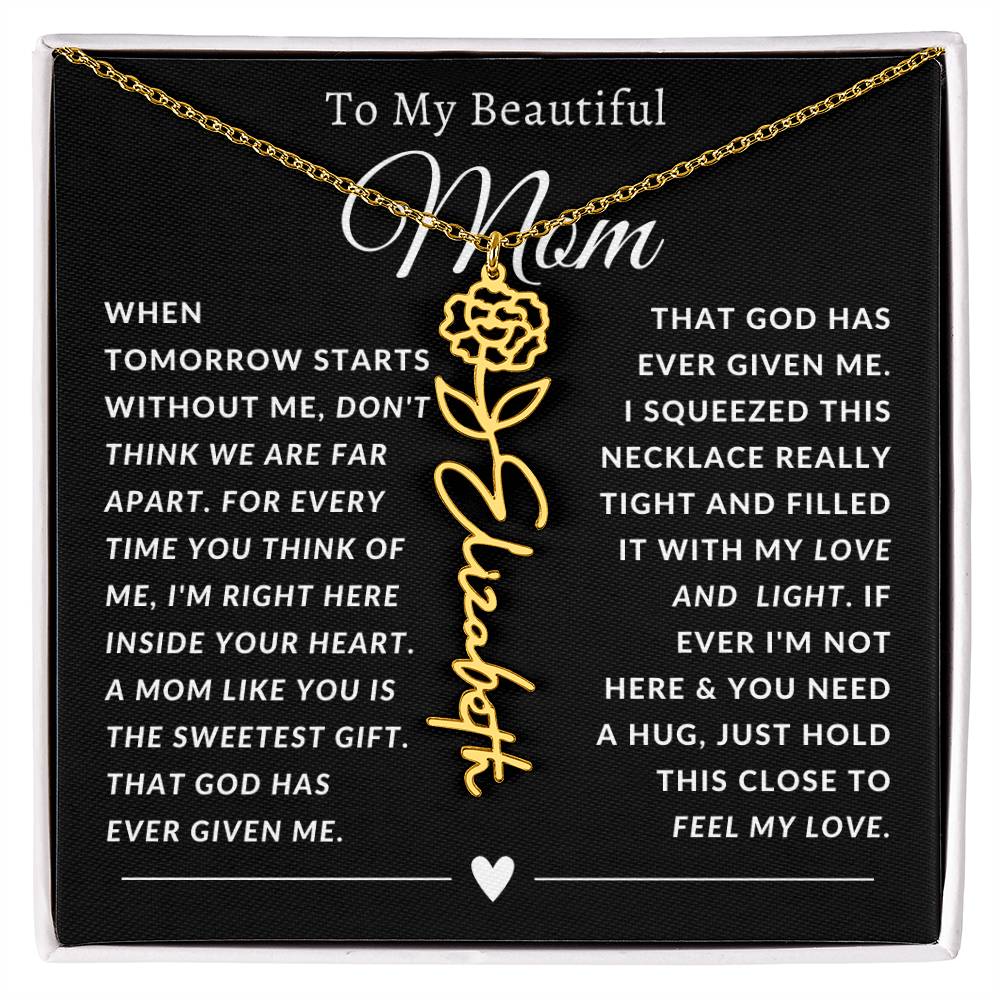 [ALMOST SOLD OUT] To My Beautiful Mom Heart Flower Name Necklace