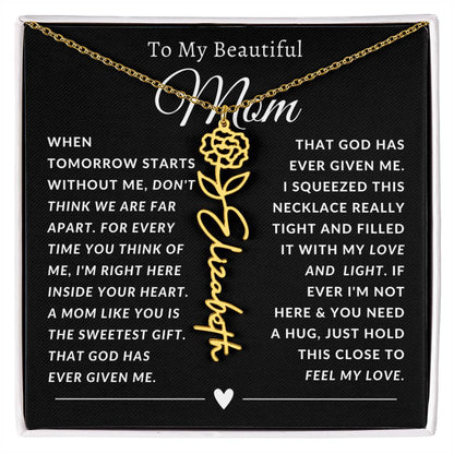 [ALMOST SOLD OUT] To My Beautiful Mom Heart Flower Name Necklace