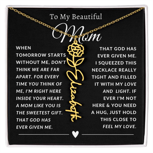[ALMOST SOLD OUT] To My Beautiful Mom Heart Flower Name Necklace