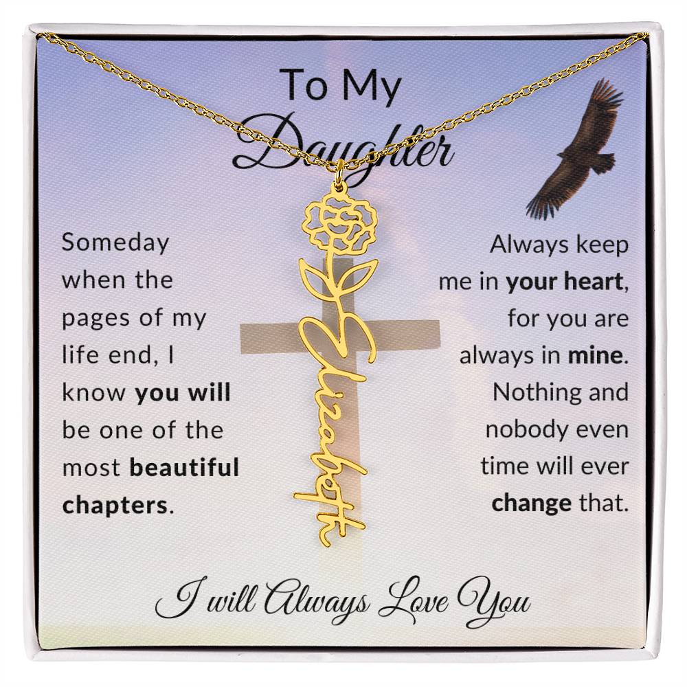 [ALMOST SOLD OUT] Cross To My Daughter Flower Name Necklace