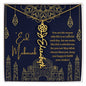 You Are the Reason Life Is So Colorful Blue and Gold Eid Mubarak Flower Name Necklace