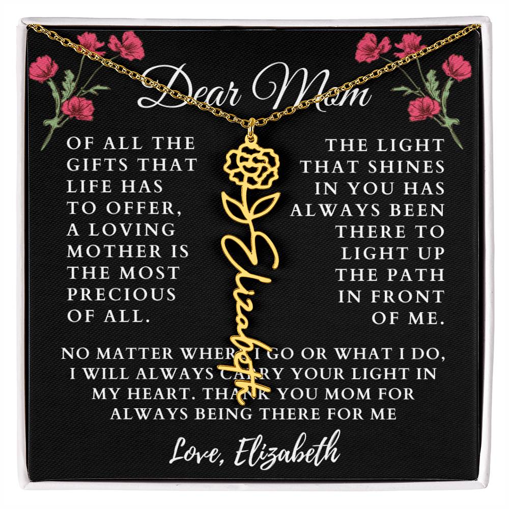 [Almost Sold Out] Floral Dear Mom Flower Name Necklace