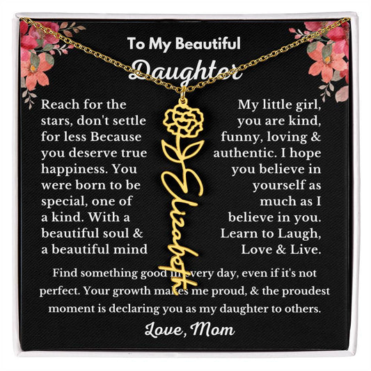 [ALMOST SOLD OUT] To My Beautiful Daughter Love, Mom Flower Name Necklace