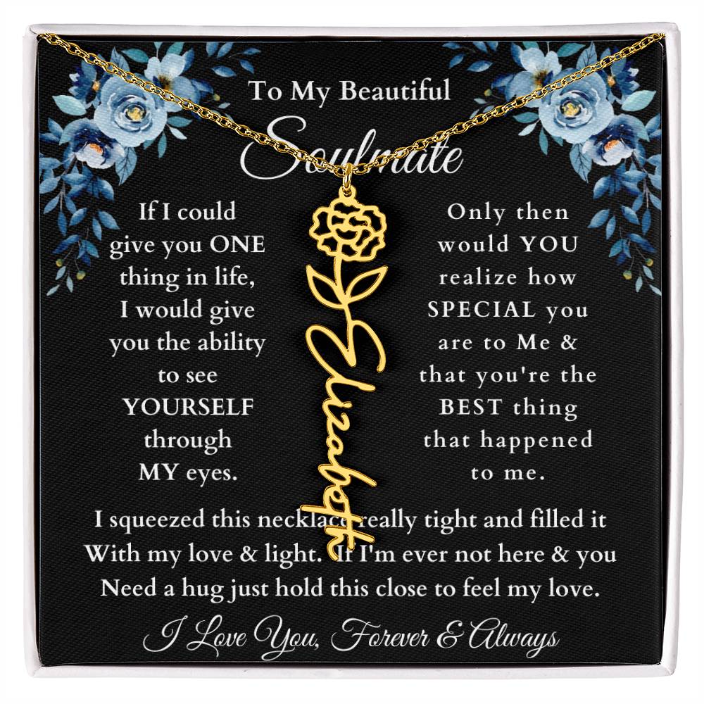 [ALMOST SOLD OUT] To My Beautiful Soulmate Blue Flower Name Necklace