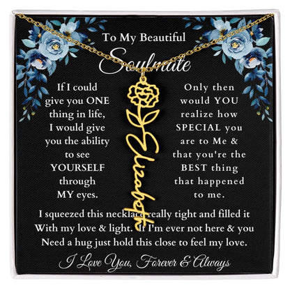 [ALMOST SOLD OUT] To My Beautiful Soulmate Blue Flower Name Necklace