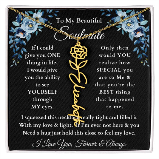 [ALMOST SOLD OUT] To My Beautiful Soulmate Blue Flower Name Necklace