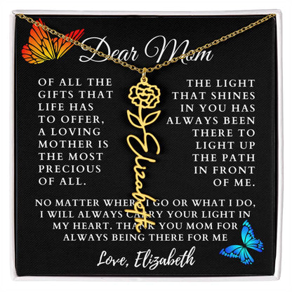 [Almost Sold Out] Butterflies Dear Mom Flower Name Necklace